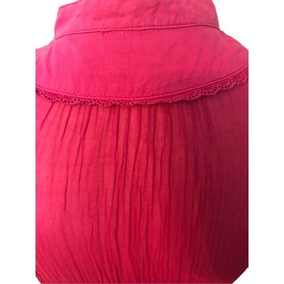 Zara vibrant pink near sheer sleeveless prairie style midi dress - Picture 7 of 11